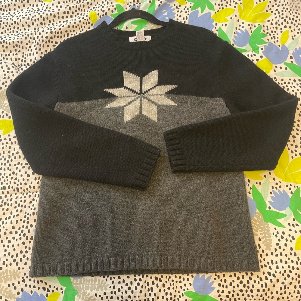 Vintage 100% wool Old Navy sweater ski snowflake preppy New England frozen - Picture 3 of 8